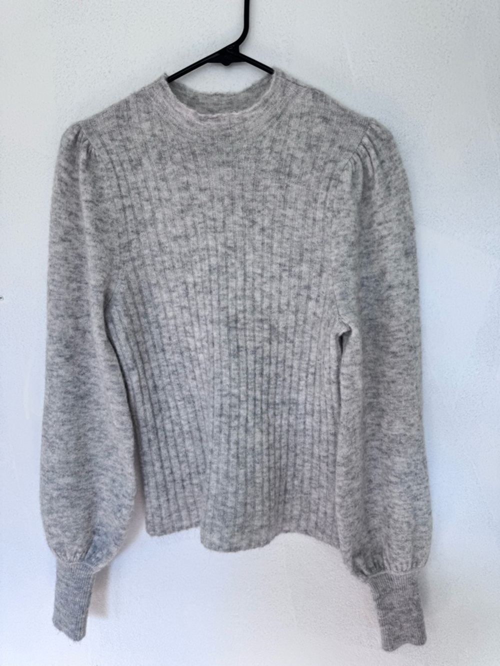 ME+EM Superfine Alpaca Pouf Sleeve Sweater Grey size Small